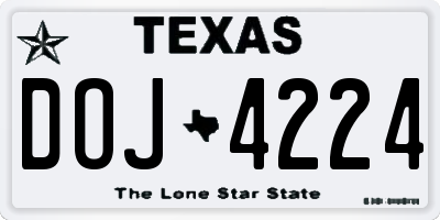 TX license plate DOJ4224