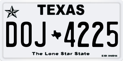 TX license plate DOJ4225
