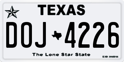 TX license plate DOJ4226