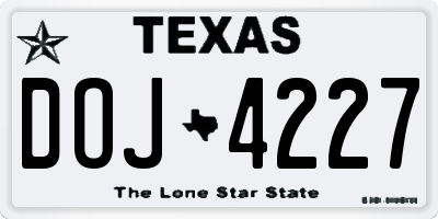 TX license plate DOJ4227