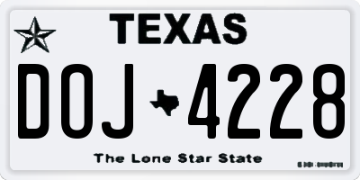 TX license plate DOJ4228