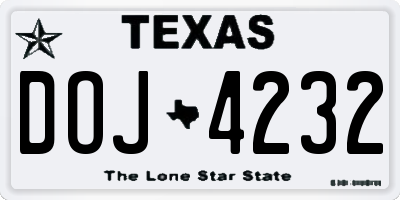 TX license plate DOJ4232