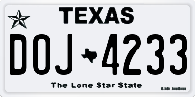 TX license plate DOJ4233