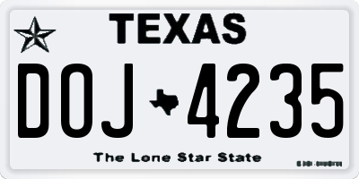 TX license plate DOJ4235