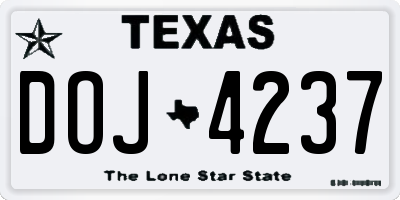 TX license plate DOJ4237