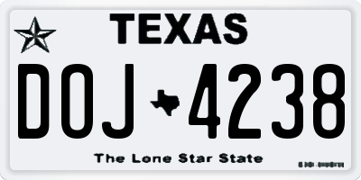 TX license plate DOJ4238