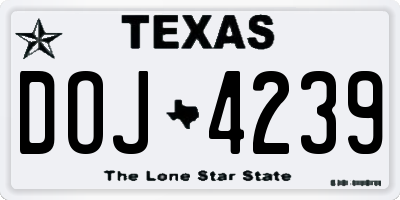 TX license plate DOJ4239