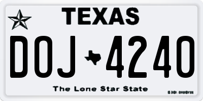 TX license plate DOJ4240