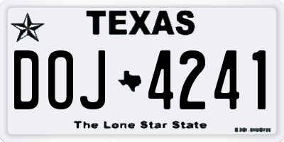 TX license plate DOJ4241
