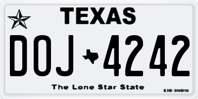 TX license plate DOJ4242