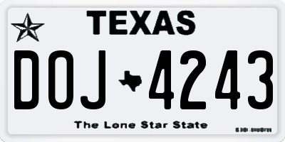 TX license plate DOJ4243