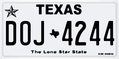 TX license plate DOJ4244