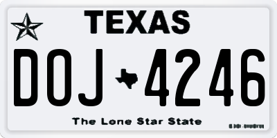 TX license plate DOJ4246