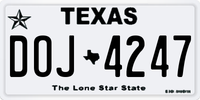 TX license plate DOJ4247