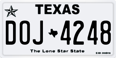 TX license plate DOJ4248