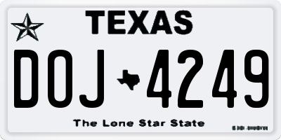 TX license plate DOJ4249