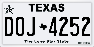 TX license plate DOJ4252
