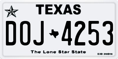 TX license plate DOJ4253
