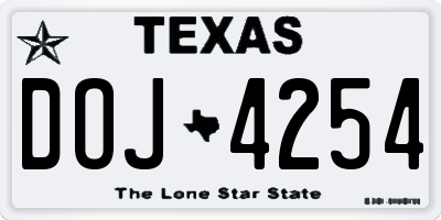 TX license plate DOJ4254