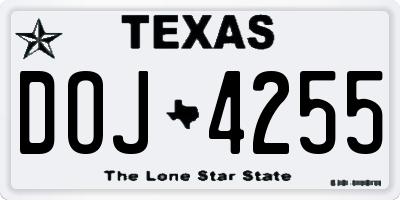 TX license plate DOJ4255