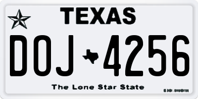 TX license plate DOJ4256