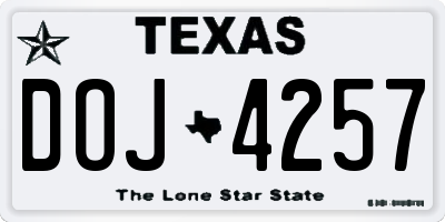 TX license plate DOJ4257