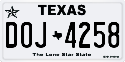TX license plate DOJ4258
