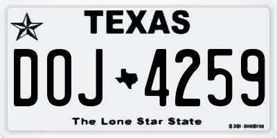 TX license plate DOJ4259