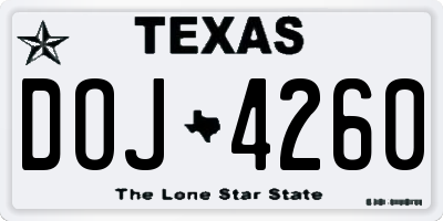 TX license plate DOJ4260