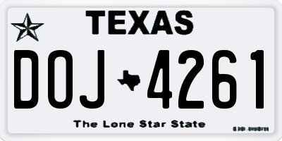 TX license plate DOJ4261