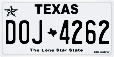 TX license plate DOJ4262
