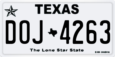 TX license plate DOJ4263
