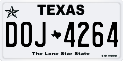 TX license plate DOJ4264