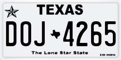 TX license plate DOJ4265