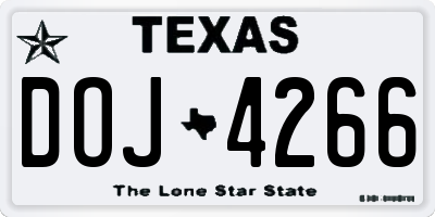 TX license plate DOJ4266
