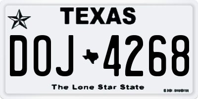 TX license plate DOJ4268