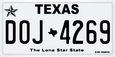 TX license plate DOJ4269