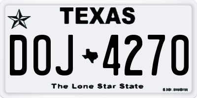 TX license plate DOJ4270
