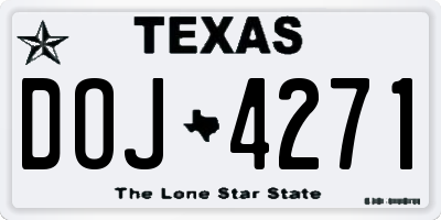 TX license plate DOJ4271