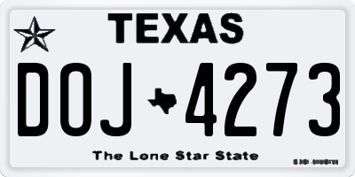 TX license plate DOJ4273