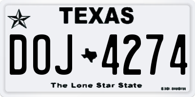 TX license plate DOJ4274