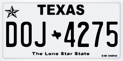 TX license plate DOJ4275