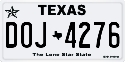 TX license plate DOJ4276