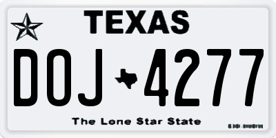 TX license plate DOJ4277