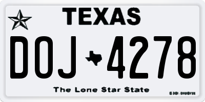 TX license plate DOJ4278