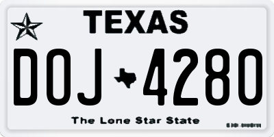 TX license plate DOJ4280