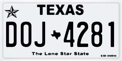TX license plate DOJ4281