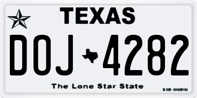TX license plate DOJ4282