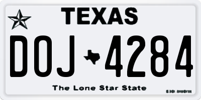 TX license plate DOJ4284