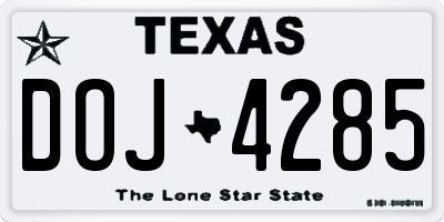 TX license plate DOJ4285